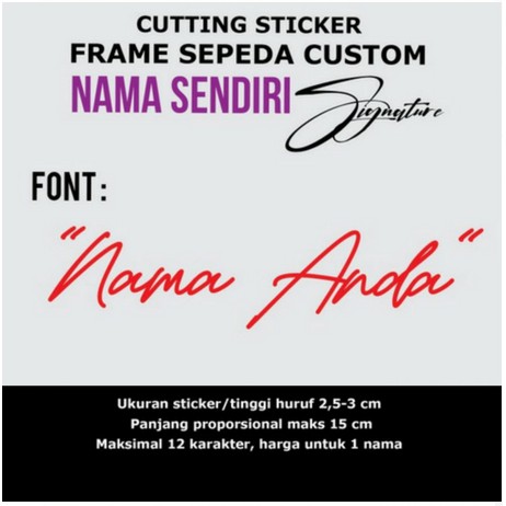 Cutting Sicker Frame Sepeda Nama Signature Tanda Tangan Brompton Stiker mobil motor laptop helm