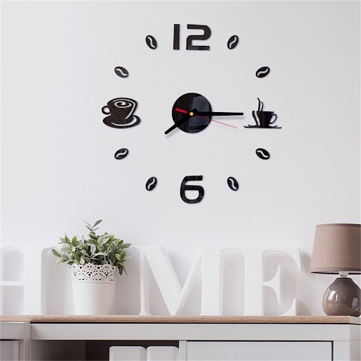 Jam Dinding DIY Motif Coffe Unik / Giant Wall Clock Diameter 50-60cm