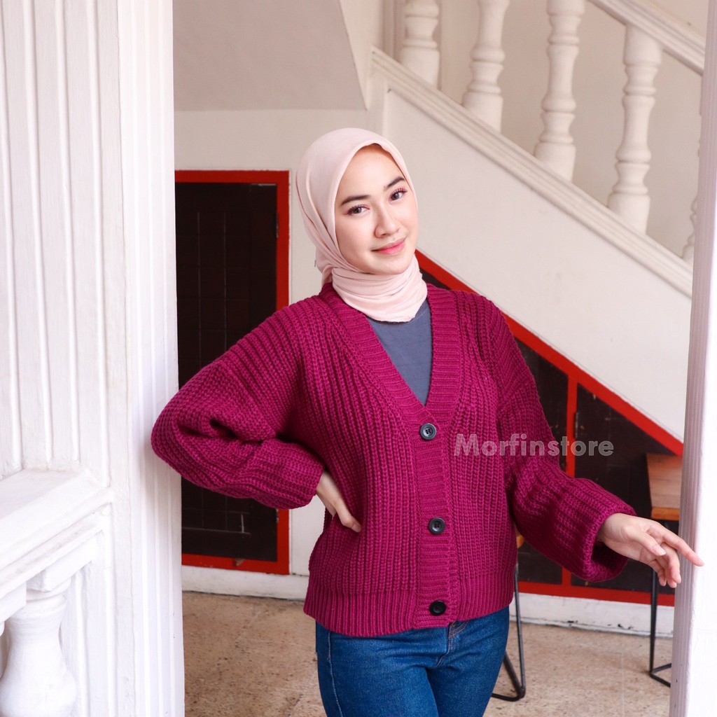 PROMO- Nakara Cardy Bahan Rajut Premium / Cardigan Oversize / Cardi Rajut / Cardigan Crop Wanita