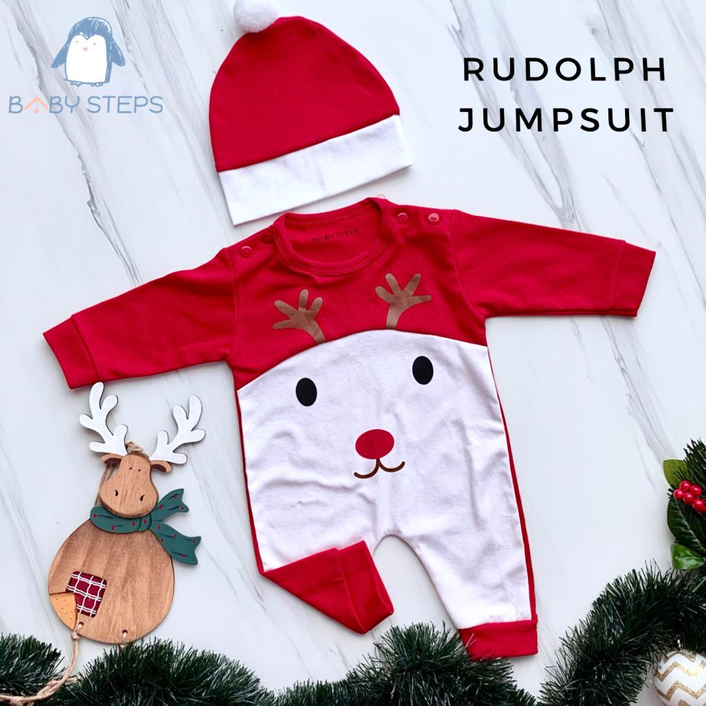 Baju Natal Bayi Jumper Bayi Rudolph Rusa Santa Klaus Sinterklas Baby Baru Lahir