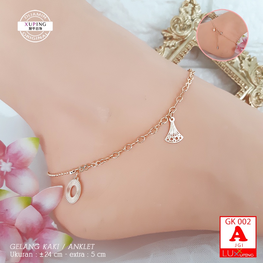 GK 002 Gelang Kaki Xuping Premium Perhiasan Emas Imitasi Wanita Dewasa Aksesoris Kaki Anklet Gold Xuping Ori Luxx Xuping