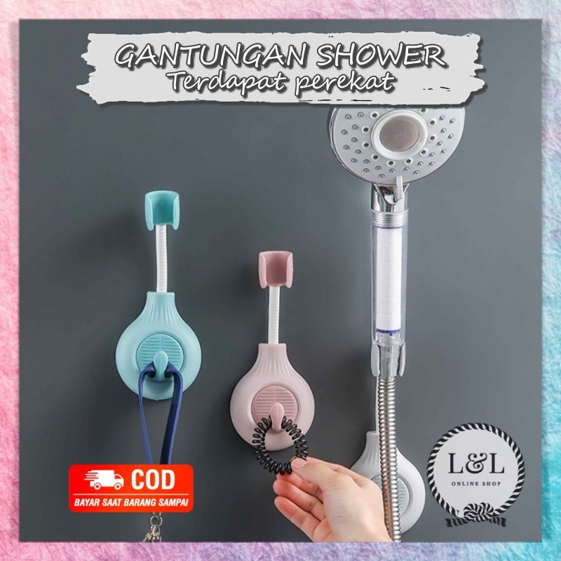 Gantungan Shower Tempel Kamar Mandi Dudukan Pegangan Kepala Keran Air Hangger Holder Shower