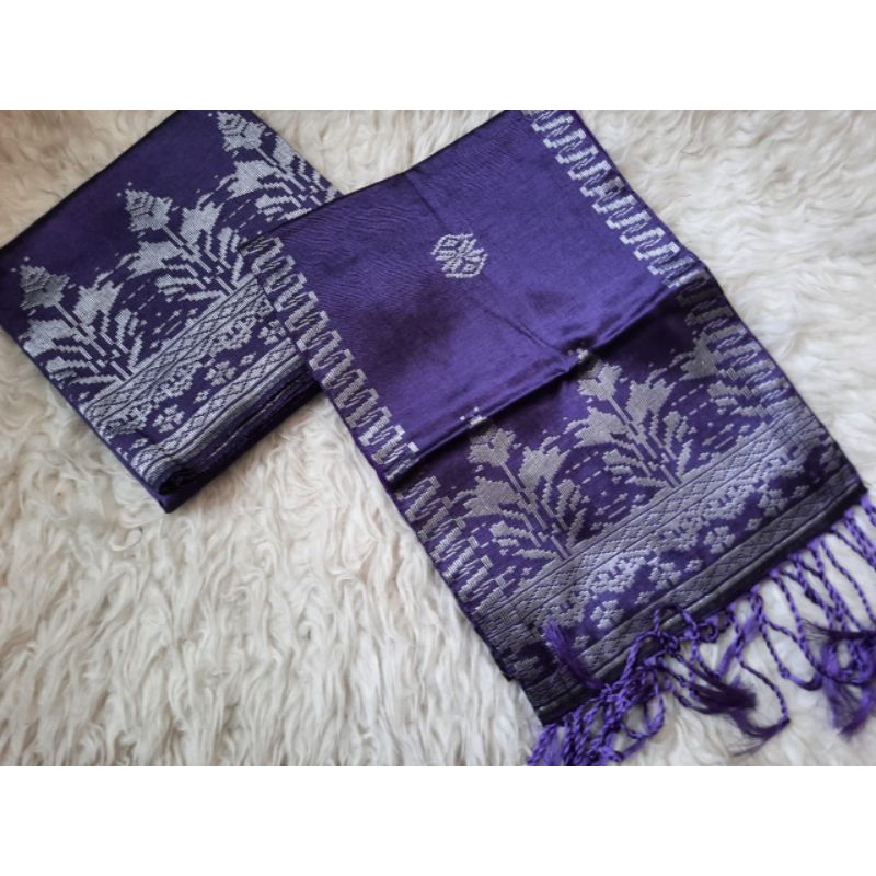 songket silungkang warna ungu silver