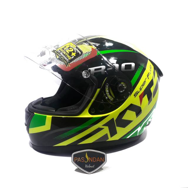 KYT R10 FLAT&PINLOCK SUPER FLUO #YELLOW FLUO/GREEN FULLFACE