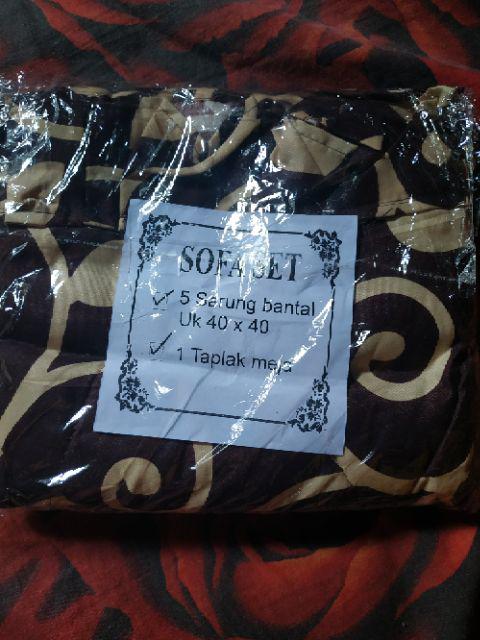 Terlaris!!! Grosir Sofa Set/ Set Tamu / Sarung Bantal Sofa 40x40 Taplak Meja Motif Ferona