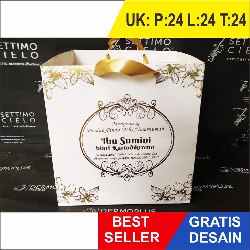 

Paper bag Custom KOTAK NASI ivory putih kotak Uk 24x24x24 TAS KHAJATAN FREE DESAIN