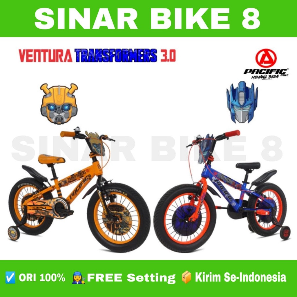 Sepeda Anak Bmx PACIFIC VENTURA 3.0 TRANSFORMERS Ukuran 12&quot; 16&quot; dan 18 Inch