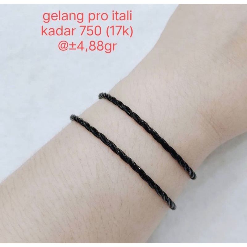 Black gold gelang emas asli kadar 750