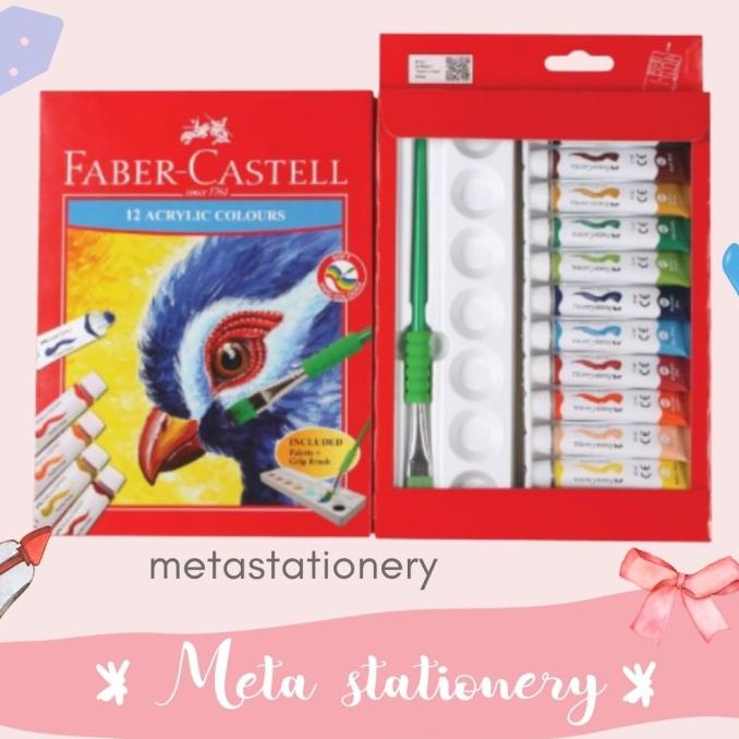 

[COD] Cat Acrylic 12 warna Faber Castell Free Palet + Kuas TERLENGKAP Kode 1245