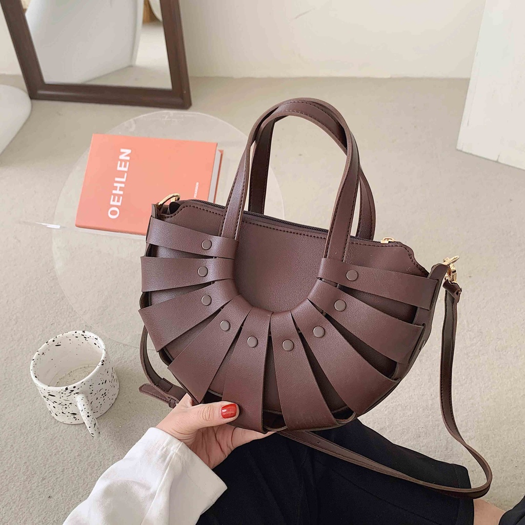 BJ61735 - BLACK/COFFEE/GREEN/KHAKI/WHITE - TAS SLEMPANG OVAL JINJING TOTEBAG HANDBAG TAS WANITA FASHION IMPORT MODIS ELEGAN TERMURAH TERLARIS TERBARU BAGSTORE JAKARTA TAS BATAM ZCJ1735