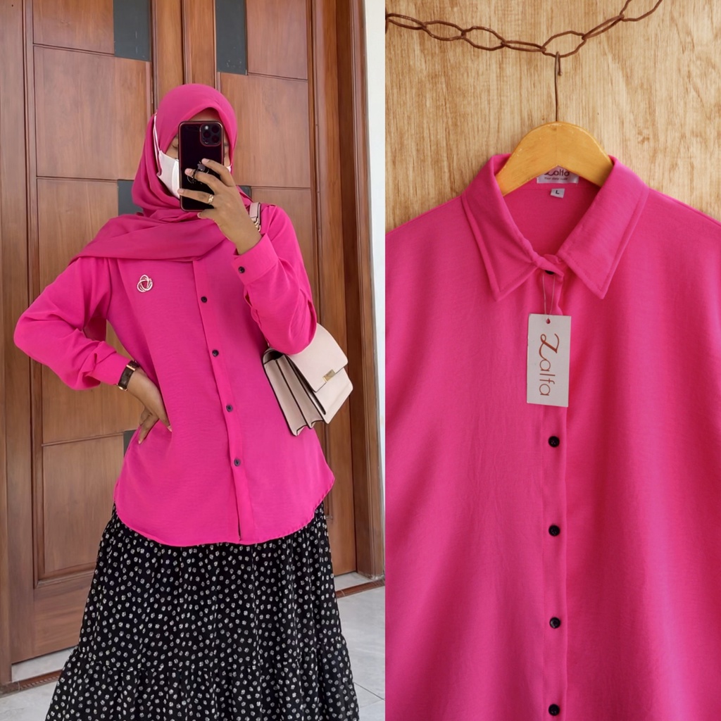 KEMEJA BASIC CRINCLE by ZALFA OUTFIT / blouse polos / kemeja crincle / blouse crincle