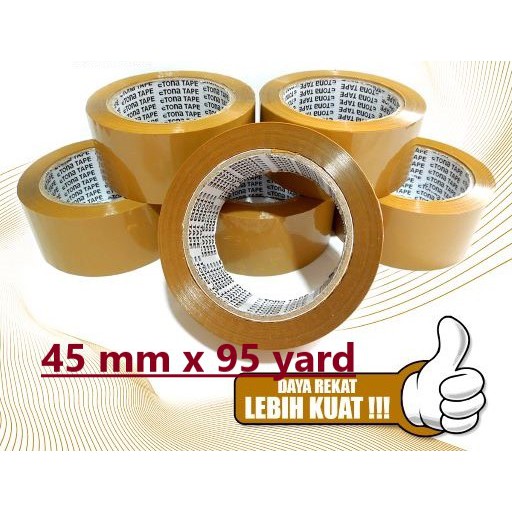 TERMURAH, Lakban ETONA 45 mm x 95 yard COKLAT. TEBAL, cocok buat online shop