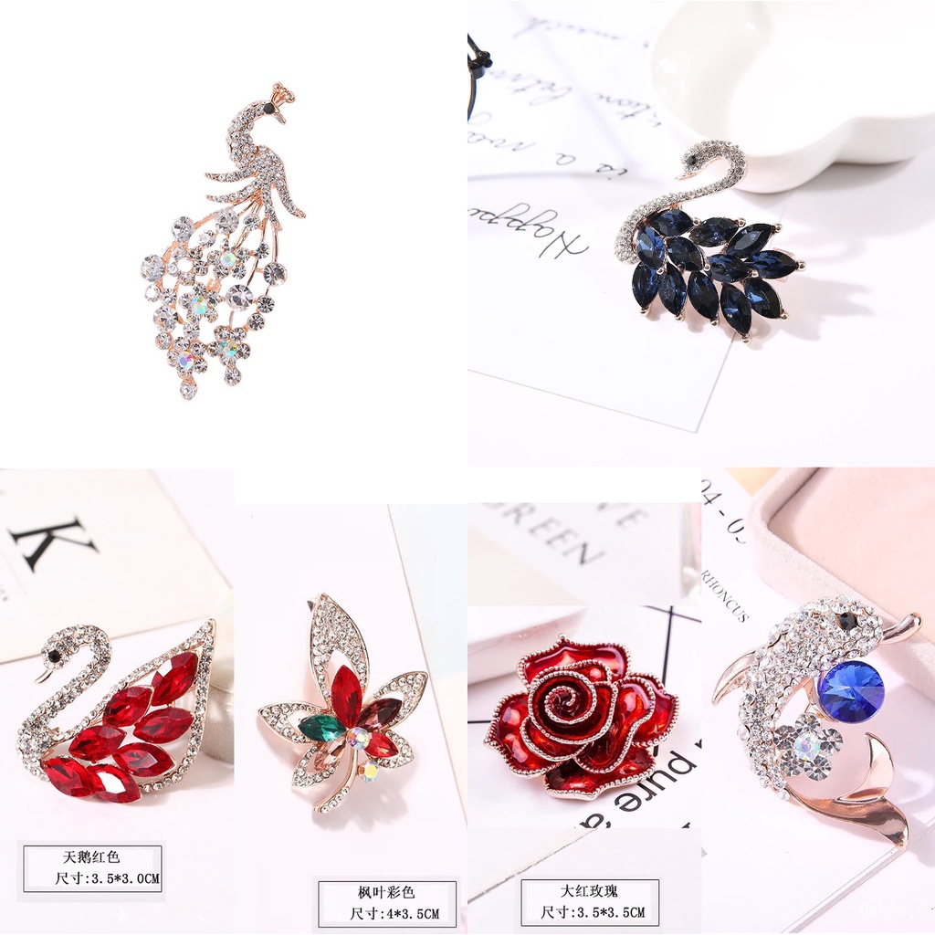 Ins Kepribadian Shiny Bros Berlian Imitasi Rusa Merak Bros Mutiara Unisex Bros Aksesoris indah-5