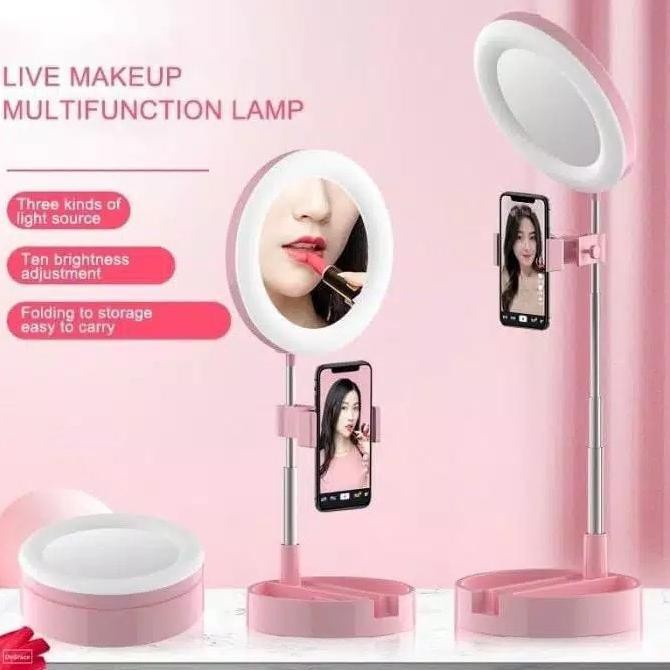 Ring light Cermin G3 Live Tiktok Led Selfie Fill Light and Mirror Kaca Make up lipat Tripod