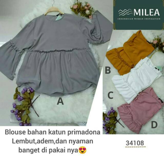 Baju Atasan MINT&CO. Tangan Panjang / dada + tangan kerut