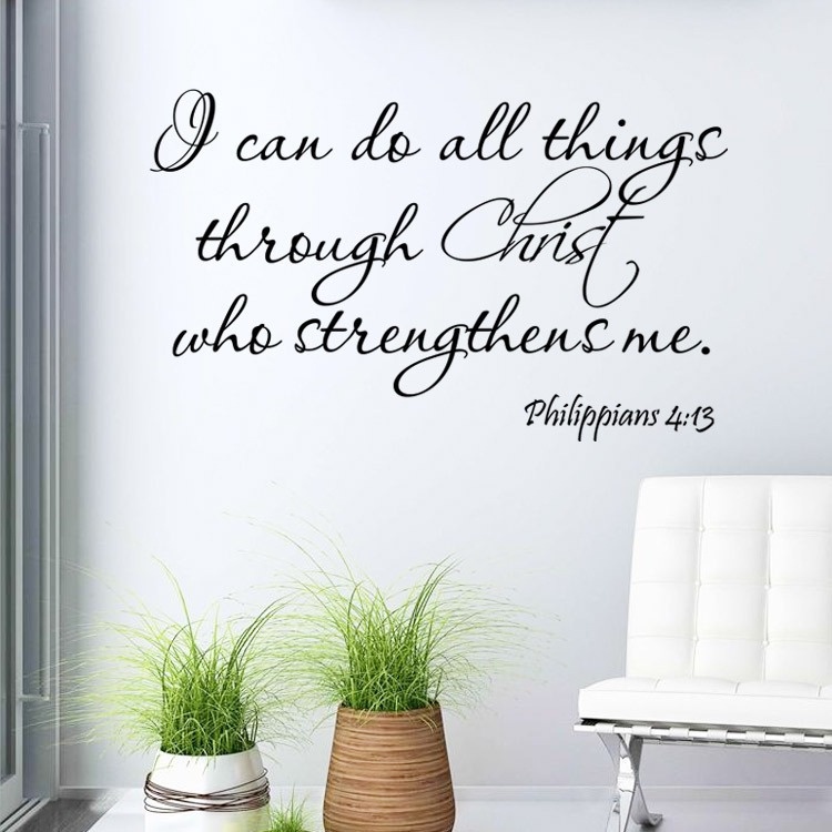 MOGYMOGY STC003 Sticker Dinding Kata Quote Philippians 4:13 Wall Sticker
