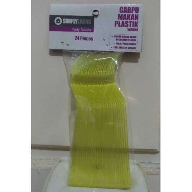 Garpu Makan Plastik Warna Kuning Transparan