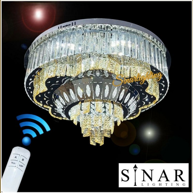 Lampu hias plafon kristal LED Remote 8504/60