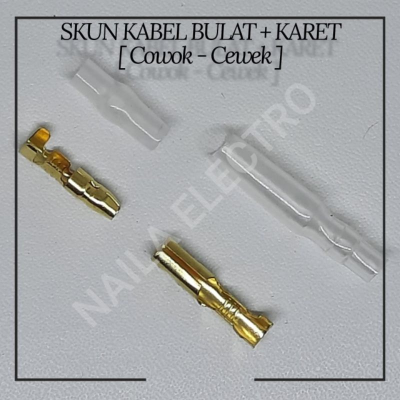 (10 Set) Skun Kabel Motor Bulat Male dan Female + Karet Cover