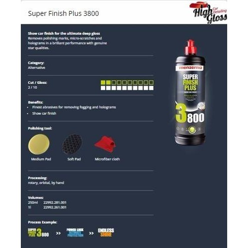 MENZERNA Super Finish Plus 3800 100 ml Ecer Polish High Gloss Kompon Halus Penghilang Baret Halus Motor Mobil Penghapus Swirl Mark Hologram Laba Laba Pembersih Lecet Goresan Ringan Pengkilap Pengkilat Cat Waterbase