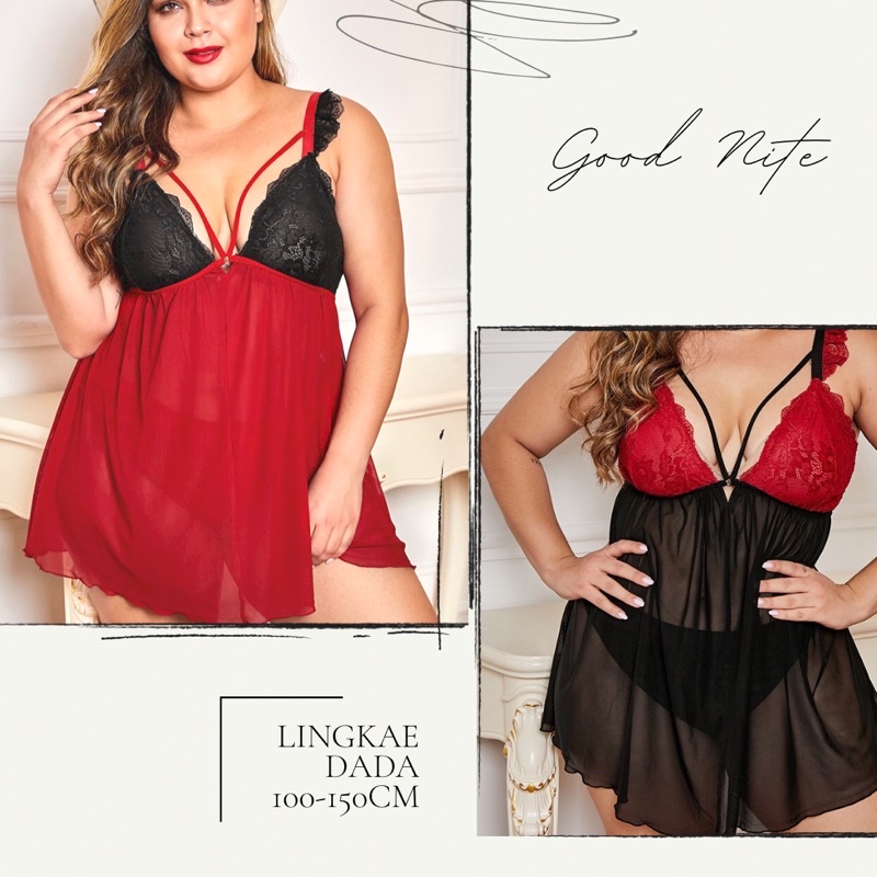 Lingerie GND117 max ld 150cm / baju sexy transparan / lingerie sexy jumbo / lingerie sexy bigsize(F1