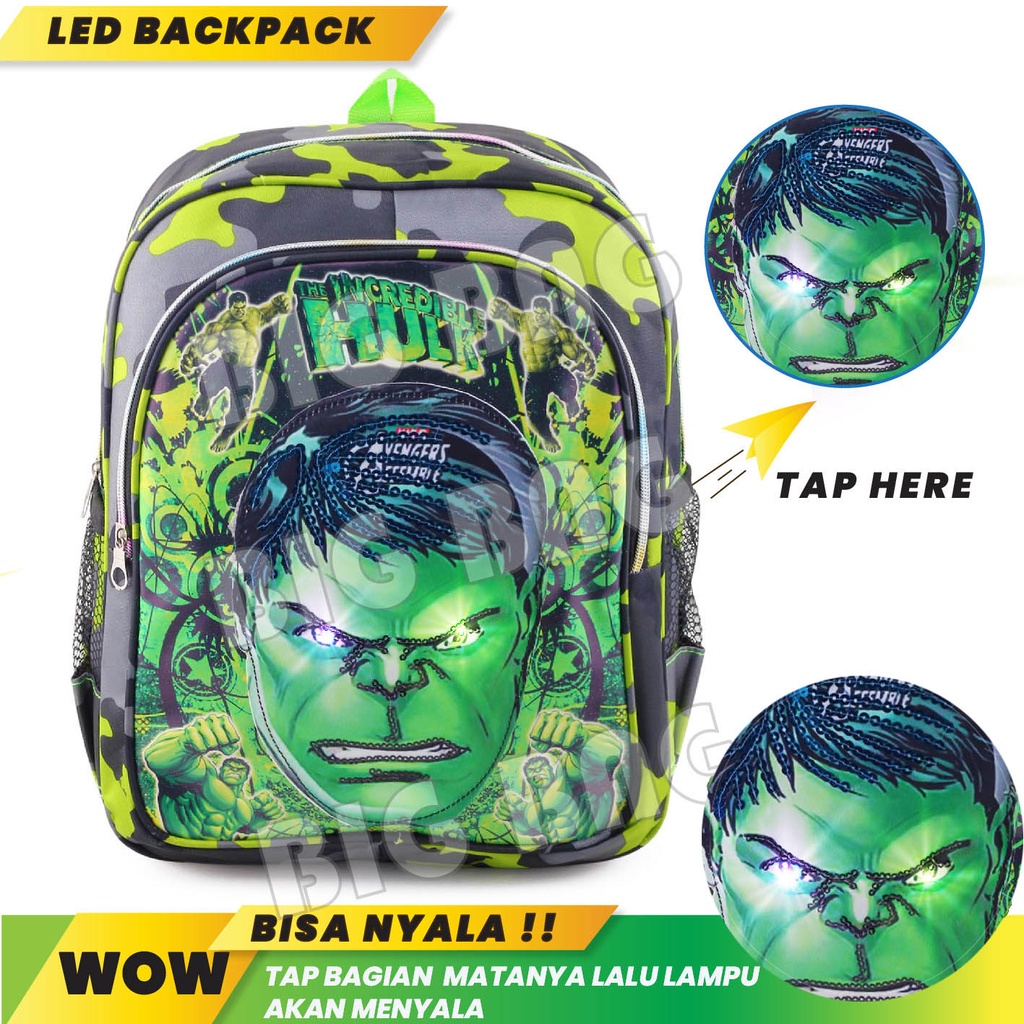 Tas Ransel Anak Laki Laki Karakter THE INCREDIBLE HULK - EXTRA - THE DARK SIDE - RANSEL LED