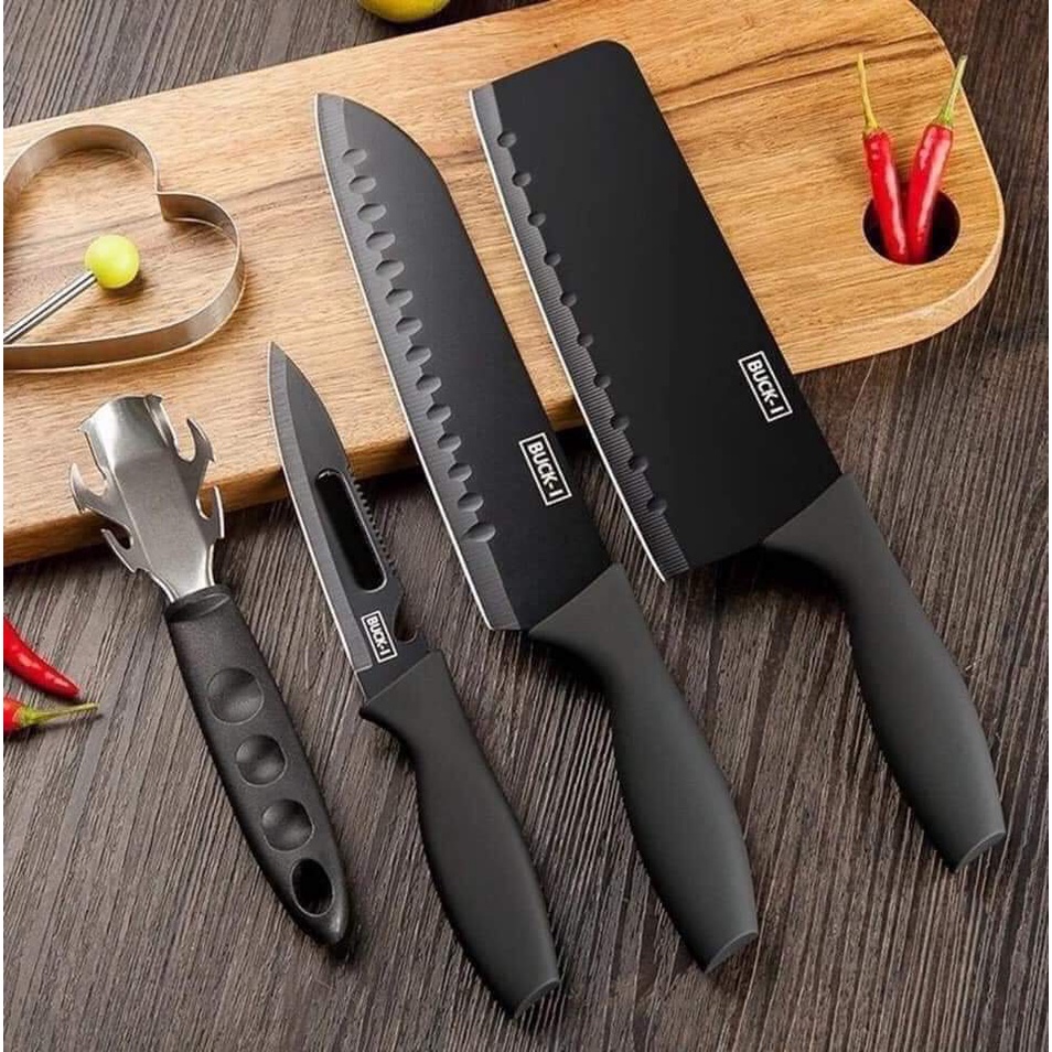 Pisau Set 5 Pcs Buck-I Knife Black J12