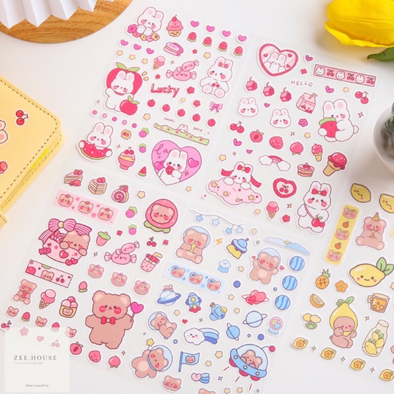 

4 Lembar Stiker Kertasselotip Washi Gambar Kartun Kawaii Jepang Untuk Dekorasi Diy