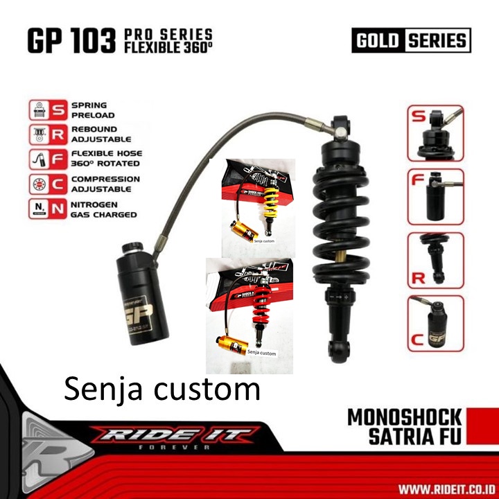 Monoshock tabung pisah Satria Fu 150 Ride it GP 103 Tabung Fleksibel