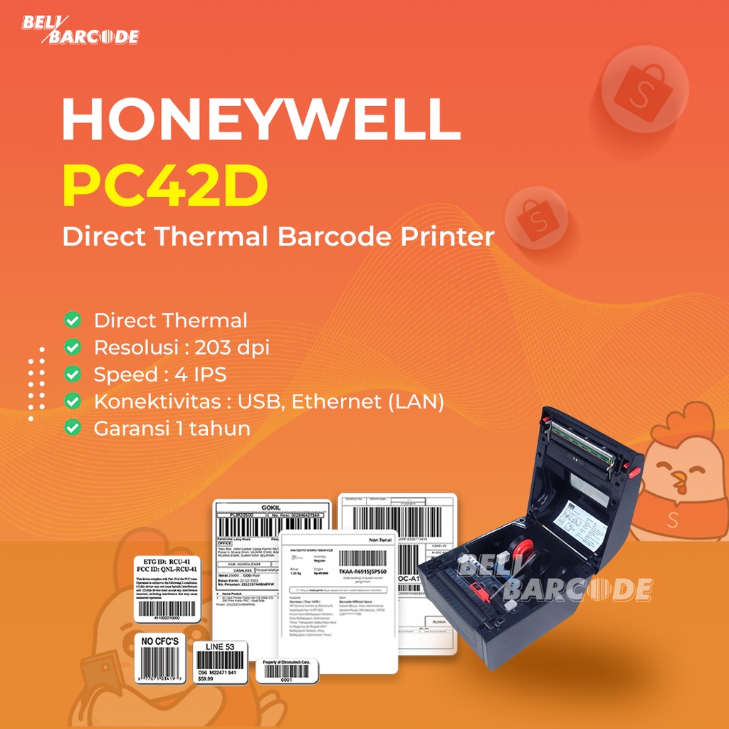 Printer Label Honeywell PC42D Cetak Label Thermal USB+LAN