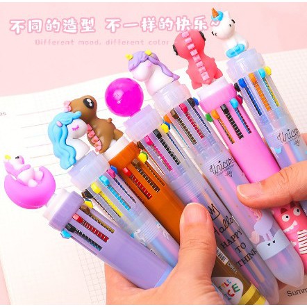 

Pena 10 WARNA karakter unicorn piggy Dino cute writing