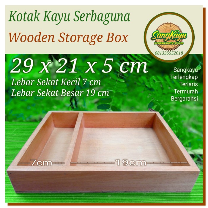 Kotak kayu serbaguna 29x21x5 cm Kotak Tempat penyimpanan nampan tray