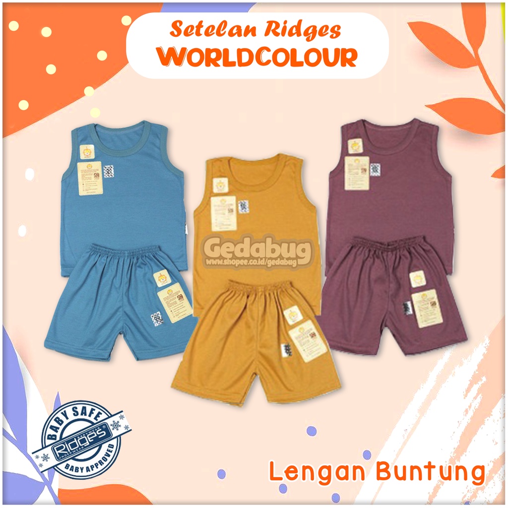 Setelan Anak Ridges World Colour KUTUNG Polos | Setelan Kaos Bermain Motif Terbaru S M L XL