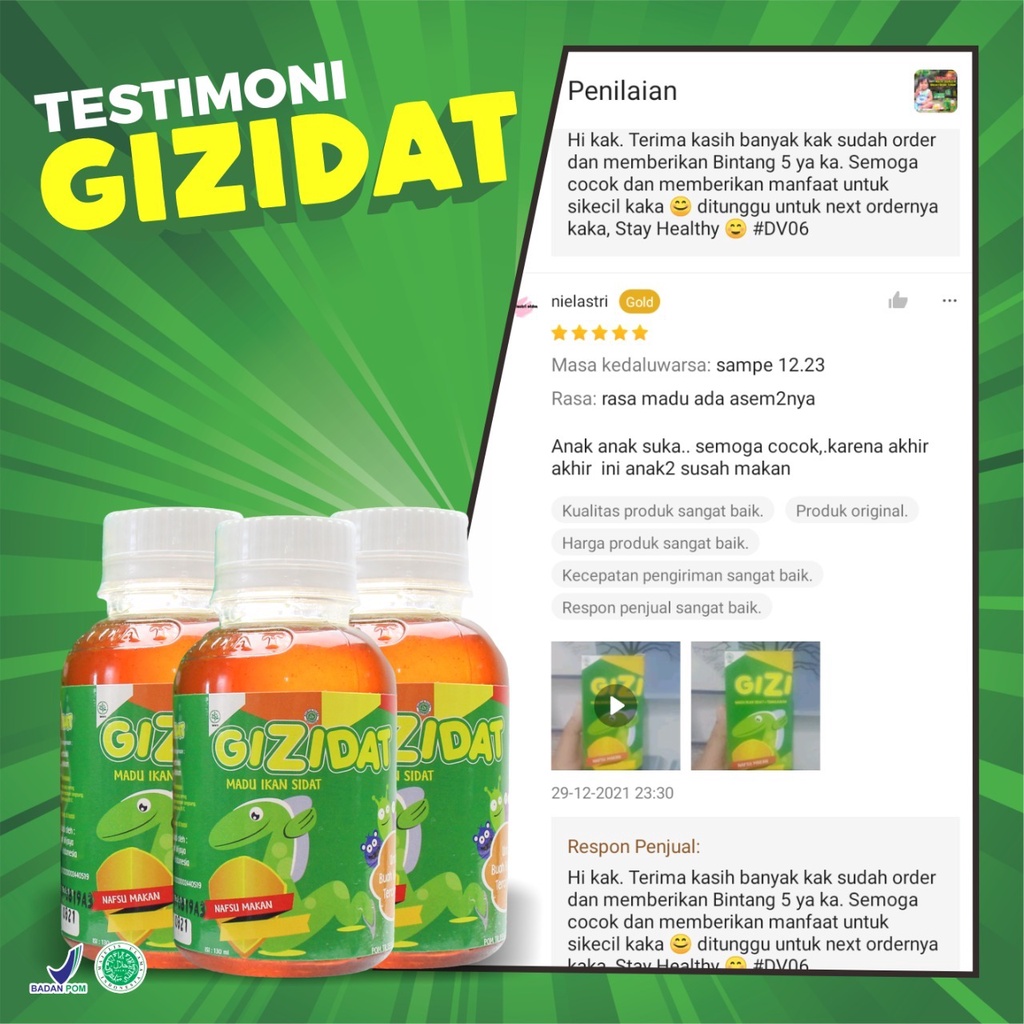 Gizidat Madu Gemuk Anak Original [Bisa COD]  - Madu Sari Ikan Sidat Multivitamin Suplemen Penambah Nafsu Makan &amp; Berat Badan Bayi / Anak Enak Plus Probiotik Temulawak Aman Terpercaya Gizi Dat Suplemen Penambah Berat Badan Madu Angkak Cara Biar Gemuk Badan