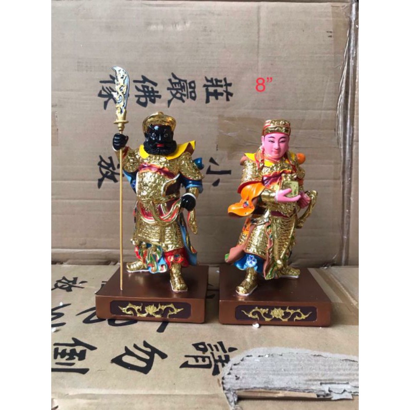 patung dewa pengawal kwan kong / kwan kung / guan yu - fiber 8 inch