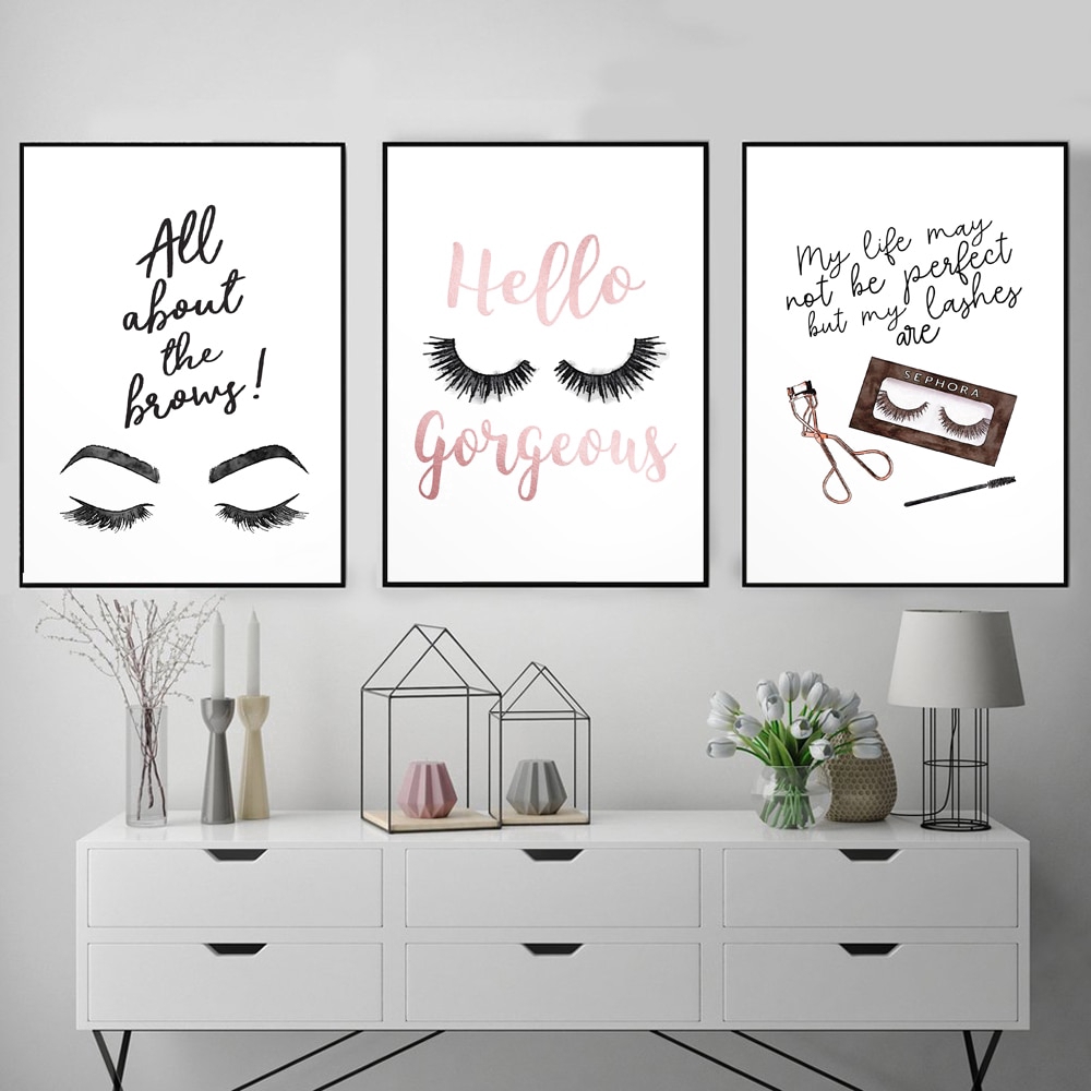 Wall Art Lashes Quote Poster Eyelashes Bundle Canvas Painting Eyelash Salon Decor Shopee Indonesia