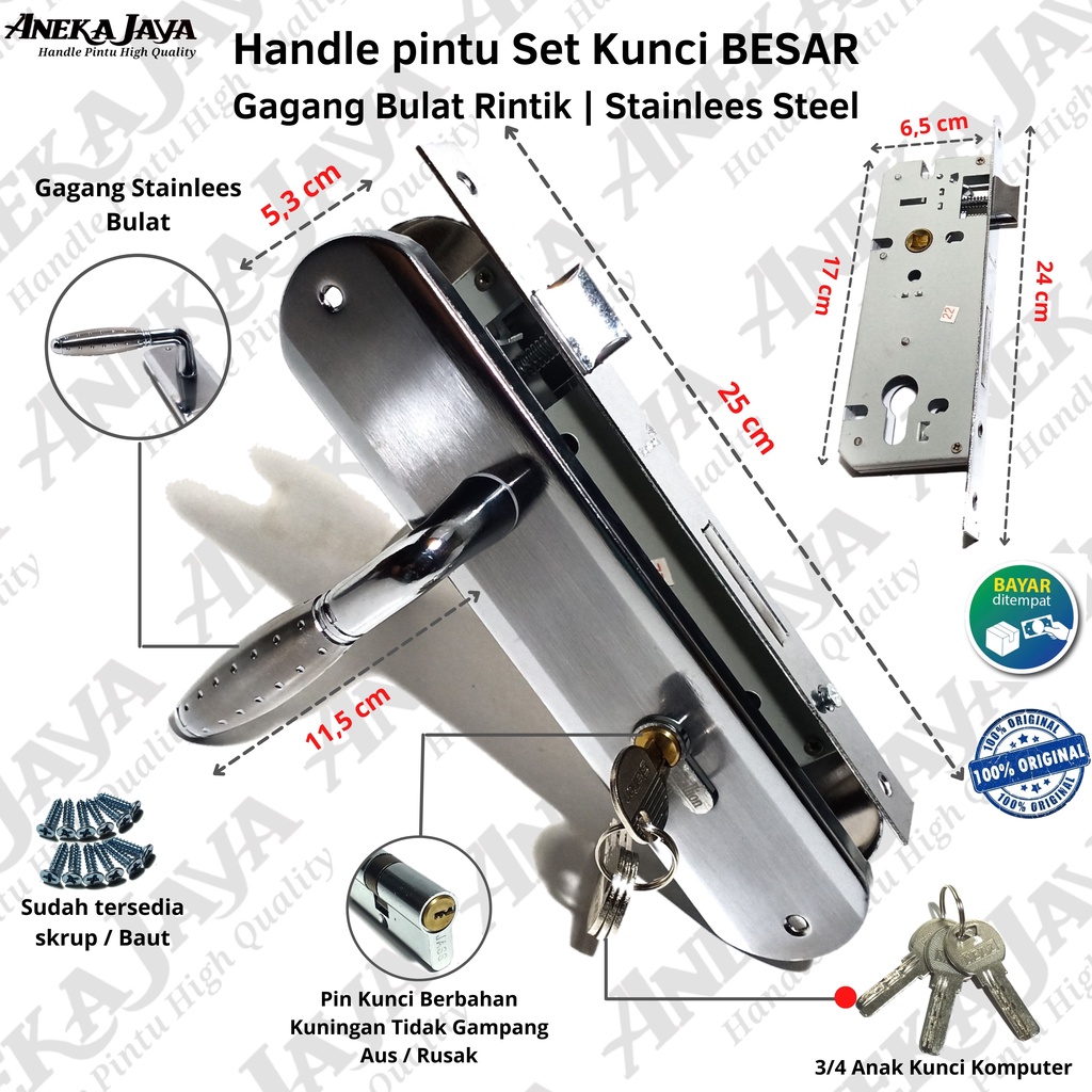 Handle Set Kunci Besar 25 cm Gagang Pegangan Tarikan Pintu Rumah Kamar Stainlees Awet Murah Terbaru