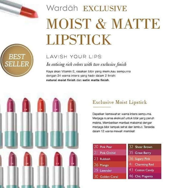 Wardah Exclusive Moist Lipstick (Kemasan Hijau Tua)(VIC)