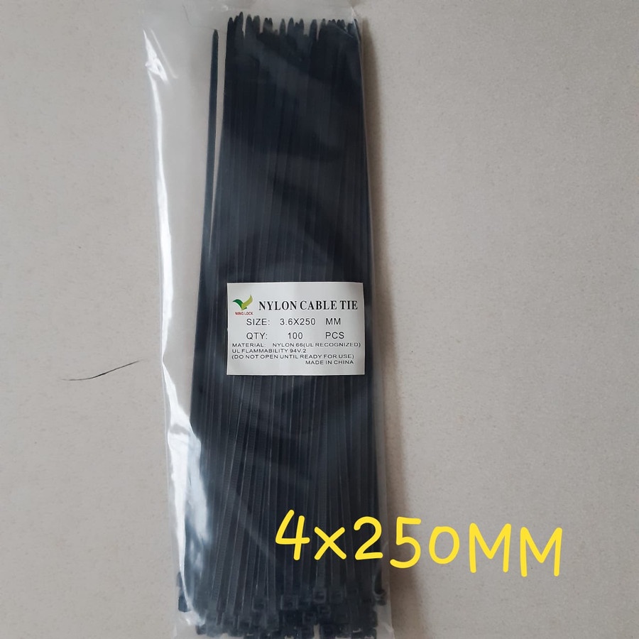Kabel Ties 25 cm (4x250 mm) /Cable tie/Kabel Tis Putih/Hitam