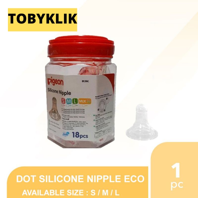 Pigeon DOT Silicone Nipple Eco size S,M,L ( tanpa toples) ECER !!