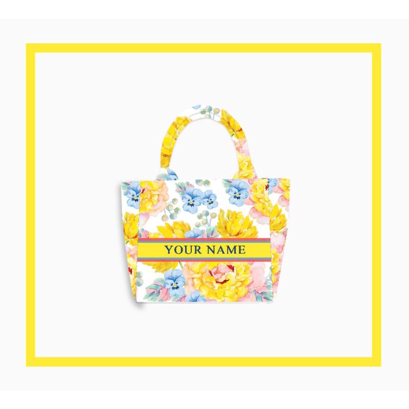 Lacia Bag | Tas Custom Print Motif Bunga Kuning Biru