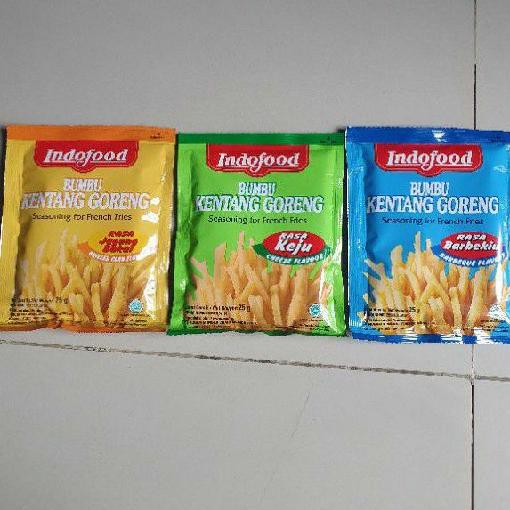 

Indofood bumbu kentang goreng BBQ / JAGUNG/ KEJU 25gr