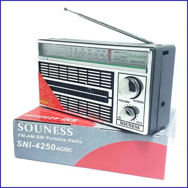 Radio Jadul Souness Radio Portable AC/DC 3 Band FM/AM/SW SNI-4250