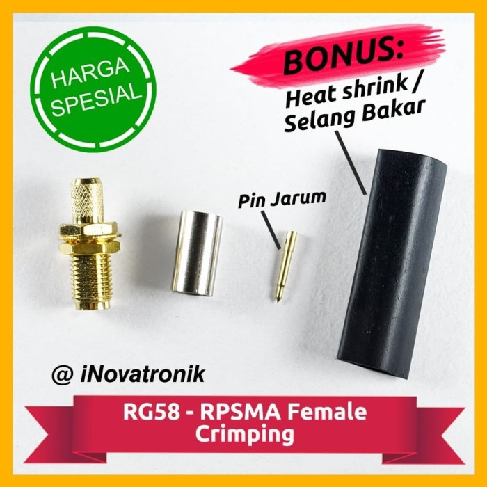 RG58 - RPSMA Female Crimping Connector Crimp RG-58 RG 58 / RG142