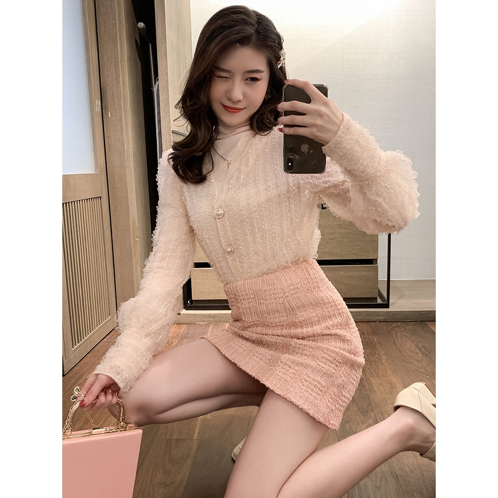 Setelan Kaos T shirt Lengan Panjang Bahan Sifon Rajut Setelan Kaos T shirt Lengan Panjang Bahan Sifon Rajut