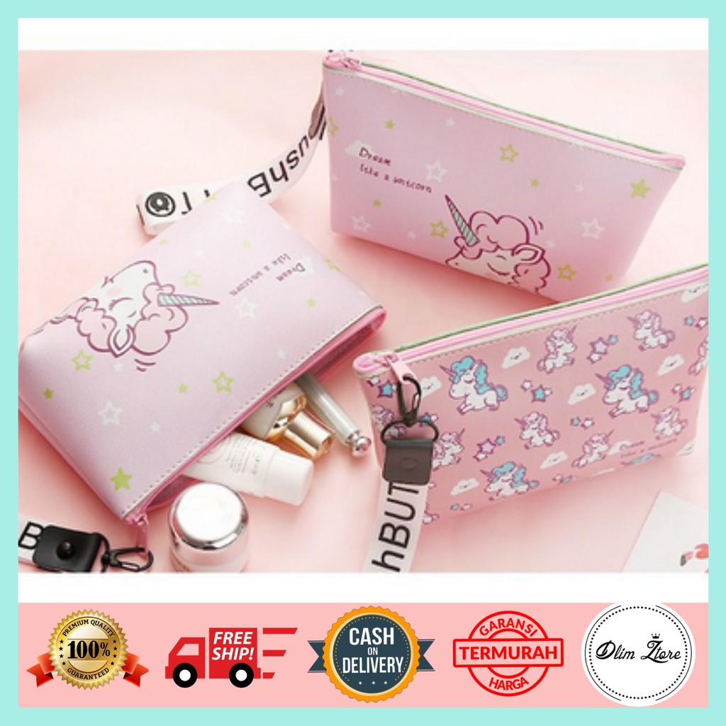  DZ Dompet Kosmetik Karakter Unicorn Lucu Model Baru 