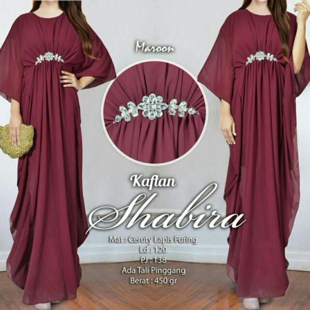 Arnis Shabira Kaftan Original Busui Friendly Ceruty Babydoll-Maroon