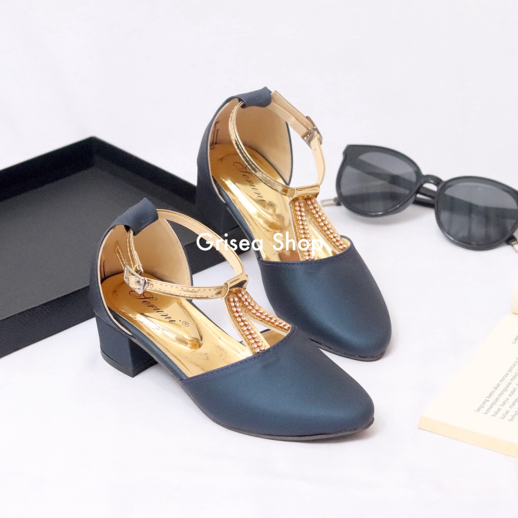 Grisea Sepatu Heels Anak Perempuan Warna Biru Navy HAA-01