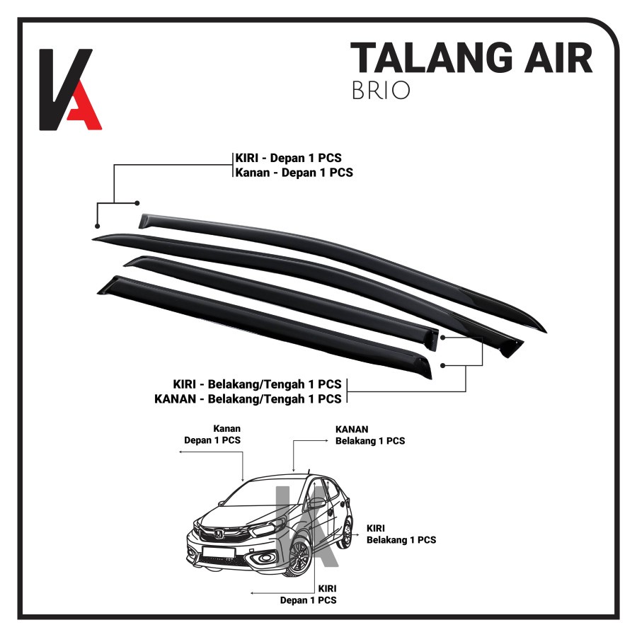 Talang Air Pintu Mobil Honda Brio Lama 2012 - 2017 Model Slim 4 Pintu