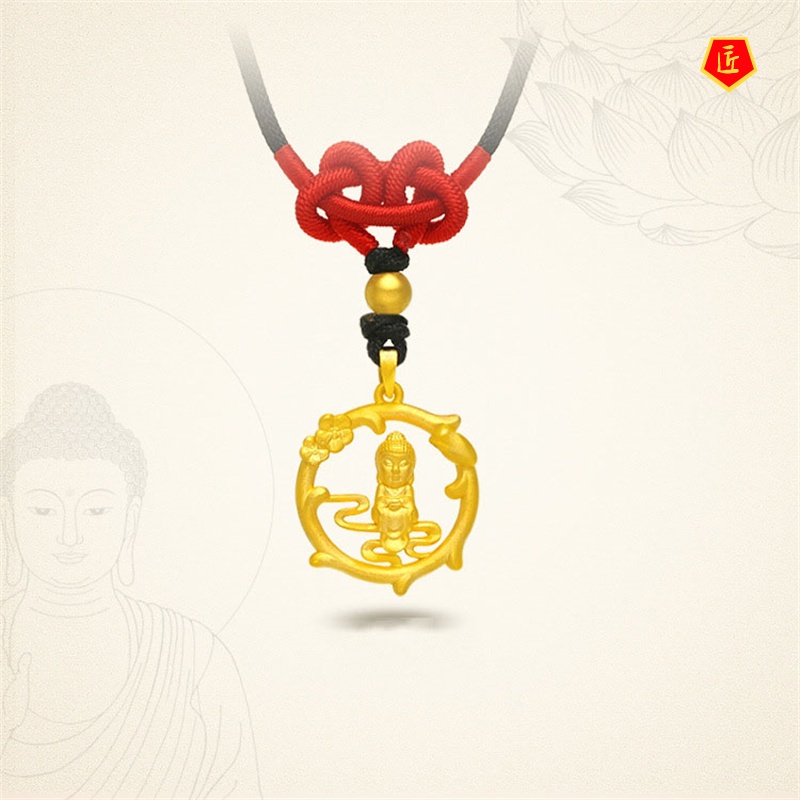 [Ready Stock]Avalokitesvara Water Lilies Pendant Red Black Rope Adjustable